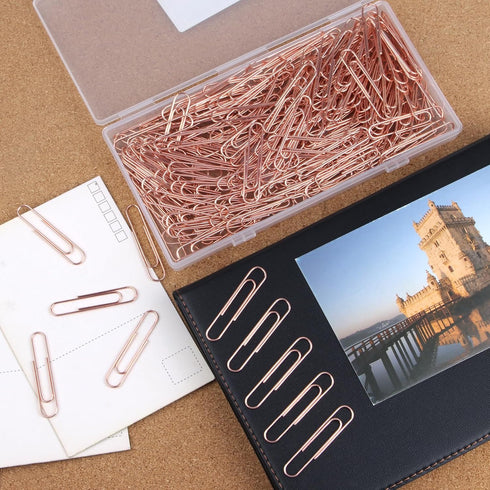 Rose Gold Paper Clips 200 pcs Smooth Finish Steel Wire Paperclips 50mm Medium Size for Document Organizing and Classifying Office Supplies (50mm R...