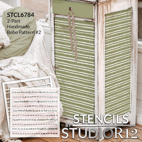 Brushstroke Stripe Pattern Stencil by StudioR12 - Select Size - USA MADE - DIY Boho Decor | Painting on Walls, Floors, Tiles, & Wood Signs | STCL6...