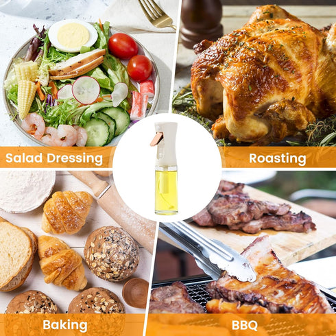 Oil Sprayer for Cooking, 220ml olive oil sprayer, oil spray bottle for Air Fryer, oil mister for Baking, Salad Dressings, Grilling (Glass Bottle, ...