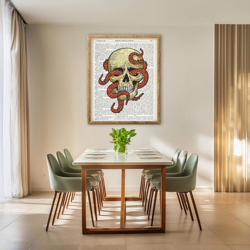 Posterizer 1 pcs-Skull Octopus Steampunk Dictionary Art-Fantasy & Fiction Art-Men's Art Collection- Living Room Bedroom Decor- unframed wall art...