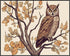 Posterizer 1 pcs- Brown owl sitting on a tree in Autumn-Art for Animal Lovers-Floral Botanical Art- Gift for Men Women Entrepreneur Teens-Decor fo...