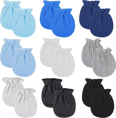 9 Pairs Newborn Baby Mittens Cotton Mittens for Infant Toddler No Scratch Baby Gloves Mittens for 0-6 Months Baby Boys Girls(9 Colors)...