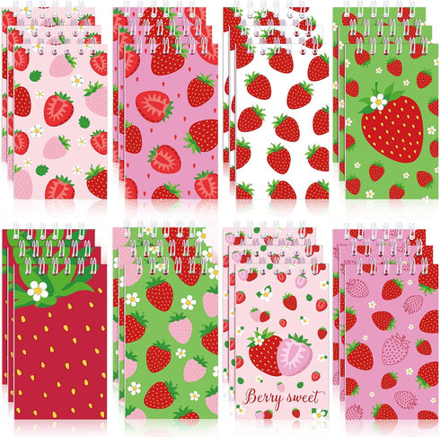 24 Pcs Strawberry Small Notebooks Bulk Strawberry Party Favors Notepads Strawberry Mini Pocket Notebooks for Strawberry Birthday Party Decorations...