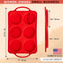 Silicone Muffin Top Pans for Baking - 4 Inch Jumbo Size Egg Baking Pan - Silicone Whoopie Pie Baking Pans - RED...