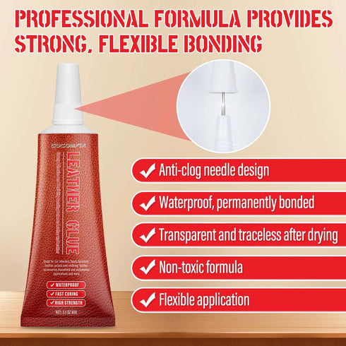 Leather Glue, 60g Leather Adhesive Repair Glue, High Strength, Flexible Adhesive w/Permanent Bonding for Craft or Repair for Leather Jackets, Sofa...