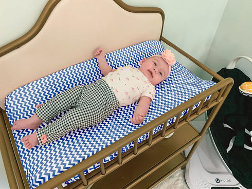 Changing Pad Cover – Premium Baby Changing Pad Covers 4 Pack – Boy or Girl Changing Pad Cover – Pure Cotton Machine Washable Navy and White Changi...