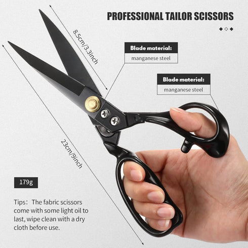 9 Inch Fabric Scissors Tailor Sewing Shears for Fabric Cutting Heavy Duty Tailor Scissors for Quilting Sewing and Dressmaking with Tape Measure, T...