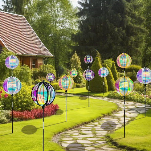 FONMY 360° Outdoor Gazing ball Wind Spinner 3D Wind Sculpture with Stake Reflective Rainbow Maker Worth Gift for Christmas Indoor/Outdoor Garden D...