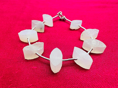 1 Strand White Druzy 9 Pcs Beads Size 12x6mm Marquoise Shape Cut Smooth Beads for Jewellery Making, Beading & Craft Supplies KCRAFTS-RK_k82...