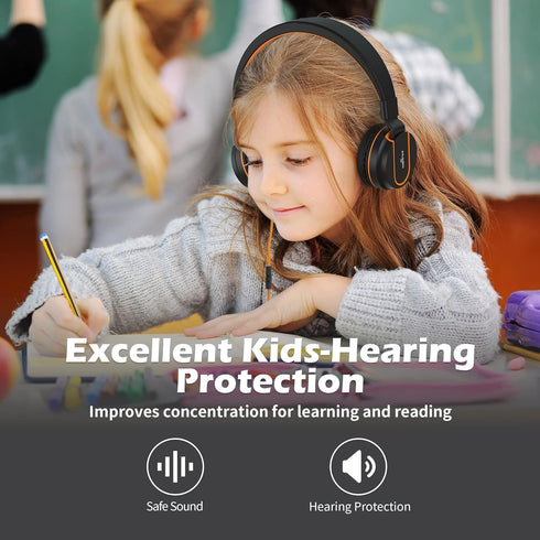 AILIHEN Kids Headphones, I35 On-Ear Headphones for School, Safe Volume 93dB, HD Mic Stereo Headphone for Kid Girls Boys, Foldable 3.5mm Wired for ...