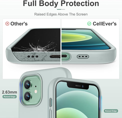 CellEver Heavy-Duty Silicone Case for iPhone 12/12 Pro - Two Shatterproof Glass Screen Protectors, Military Drop Protection, Scratch-Free Interior...