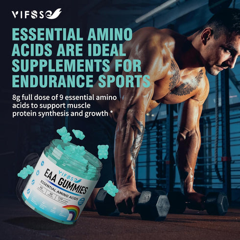EAA Gummies 120 Gummies (Blue Raspberry), 8000 mg Essential Amino Acids - All 9 Essential Aminos (EAA) and all Branched-Chain Aminos (BCAAs), Non-...
