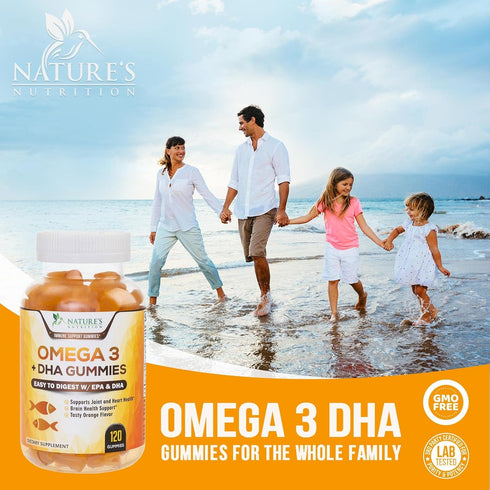 Omega 3 Fish Oil Gummies, Heart Healthy Omega 3 Gummy Supplement with High Absorption DHA & EPA, Extra Strength Joint & Brain Support, Omega 3 Fis...