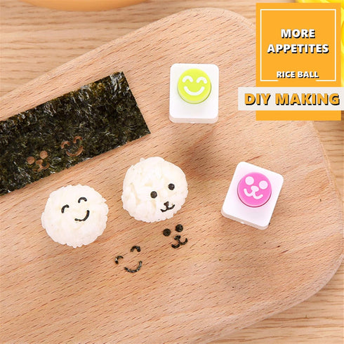 Rice Mold Cartoon Bento Maker Mould Ball & Seaweed Nori Expression Cutter Bento Accessories DIY Kitchen Tools for Baby Kids Meal, Set of 5...
