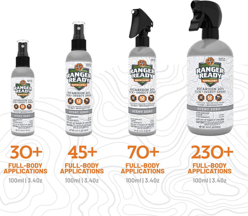 Ranger Ready Picaridin Insect Repellent Spray - Mosquito Repellent and Tick Spray, Scent Zero, Travel Size Bug Spray (3.4 oz, Pack of 1)...