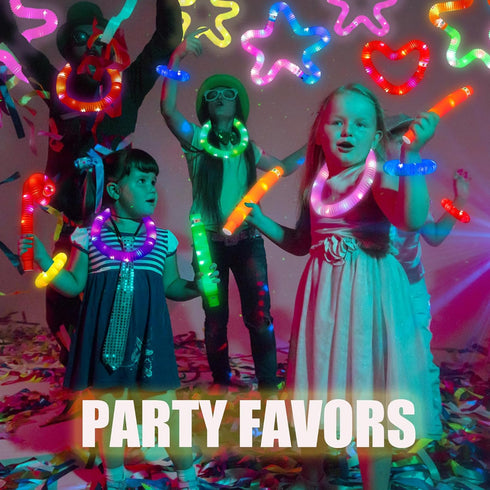 12 PCS Light Up Glow Pop Tubes, Neon Glow Sticks Party Favors for Kids 3-8-12, Fidget Stress Relief Toys, Toddlers Goodie gift Bag Stuffer Fillers...