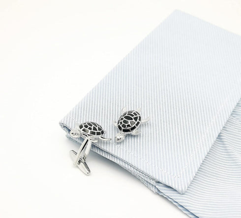 Men's Cuff Links for French Black Turtle Tuxedo Shirt Stainless Brass Metal Shirt Buttons Cufflinks Anniversary In Gift Box...