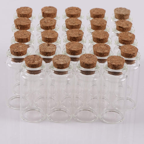 MaxMau 24PCS 10ml Glass Bottles Mini Vials with Cork Stoppers for DIY Decoration and Wedding Party Favors...
