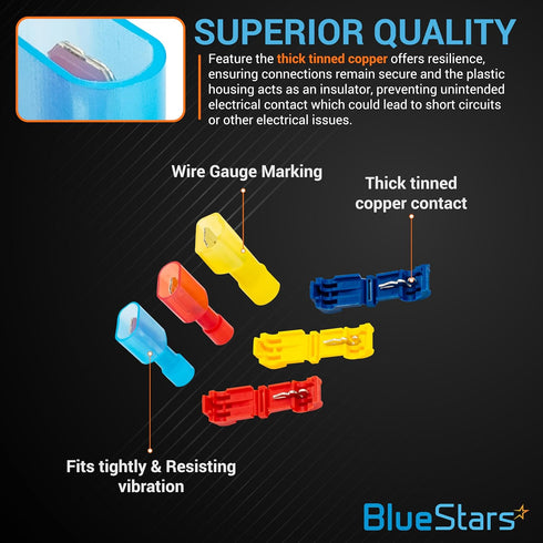 BlueStars 360 PCS T-Tap Splice Wire Terminals and Male Quick Disconnect Spade, Electrical Connectors Kit, Self-Stripping Quick Splice Disconnect W...