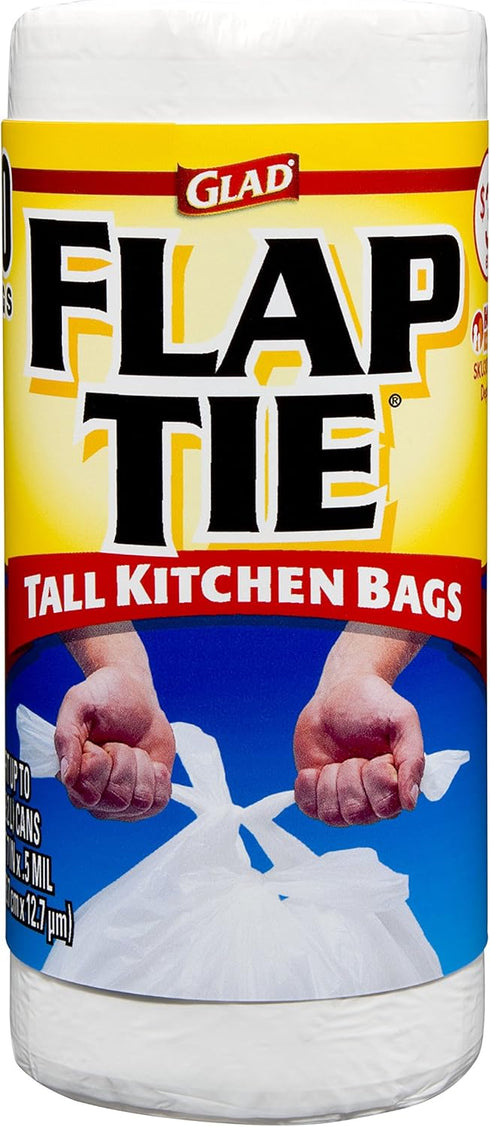 Glad Tall Kitchen Flaptie, White, 13 Gallon, 40 Count...