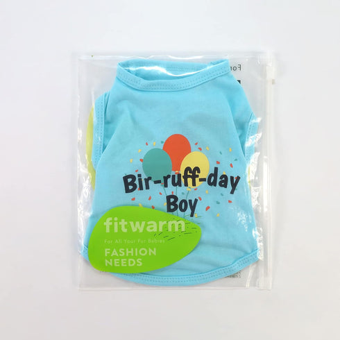 Fitwarm Birthday Boy Dog Shirt, Bir-ruff-day Boy Funny Dog Clothes for Small Dogs Boy, Pet Birthday Outfit, Cat Tshirt, 100% Breathable Cotton, Aq...