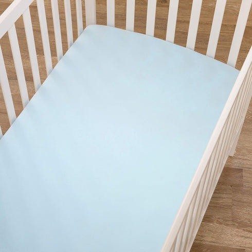 TL Care Fitted Crib Sheet 28" x 52", Soft Breathable Neutral 100% Cotton Jersey Sheet, Blue, for Boys and Girls, Fits Crib and Toddler Bed mattres...