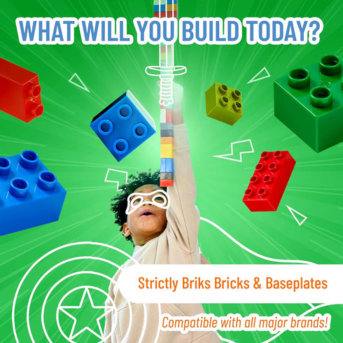 Strictly Briks Classic Bricks Starter Kit, Blue, Green, Red, and Yellow, 144 Pieces, 2x2 Inches, Building Creative Play Set for Ages 3 and Up, 100...