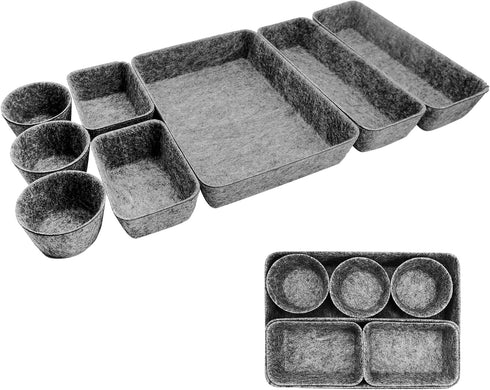 8pcs Drawer Organizers, Separators, Storage Box,Felt Storage Bins Inserts Tool Containers Toy Basket Shelf Cubes Foldable Drawer Dividers Desk Org...
