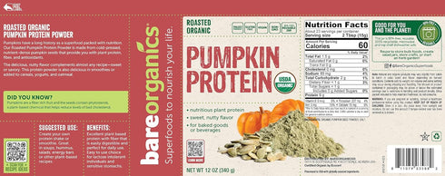 BareOrganics Pumpkin Protein Powder, 12 oz...