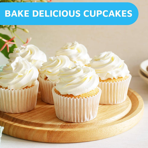 MontoPack White Cupcake Liners | 400 Standard Size Baking Cups | Greaseproof, No Smell Cupcake Wrappers | Muffin Liners for Desserts & Candies | C...
