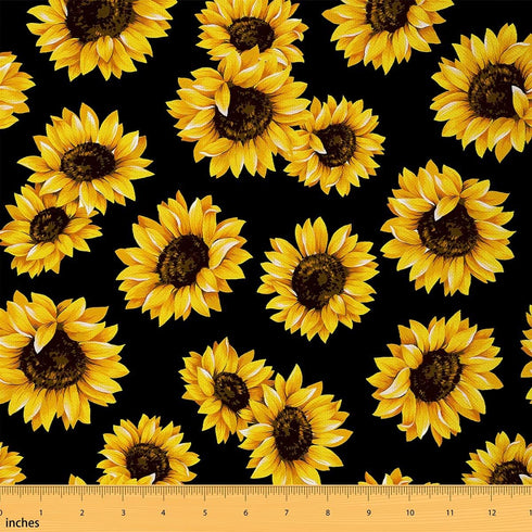 Sunflower Fabric by The Yard 3D Floral Upholstery Fabric Yellow Flowers Indoor Outdoor Fabric Botanical Floral Print Girly Romantic Decorative Fab...