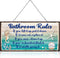 Seashell Bathroom Rules Decor Signs Wall Ocean Theme Beach Seashell Starfish Decor for Metal Sign Hanging Wall Funny Bathroom Rules Art Decorative...