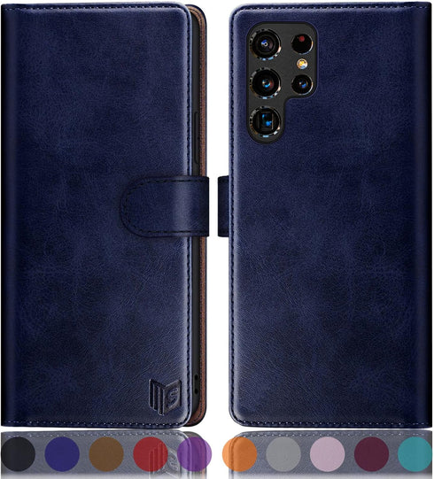 SUANPOT for Samsung Galaxy S22 Ultra with RFID Blocking Leather Wallet case Credit Card Holder,Flip Folio Book Phone case Shockproof Cover Women M...