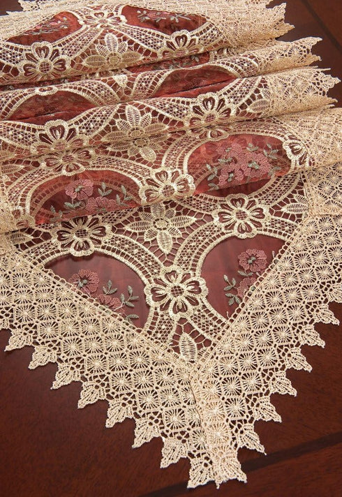 Simhomsen Burgundy Lace Table Runner 16 × 108 Inch Long...
