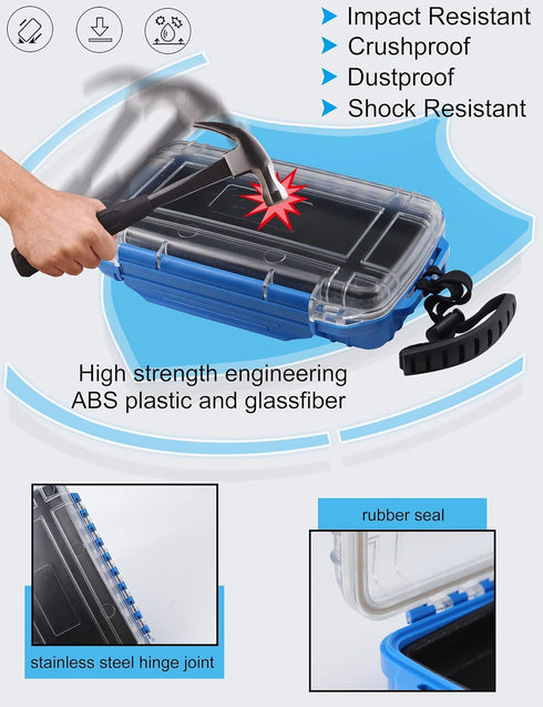 Dry Box Waterproof Box for Kayaking Boat Waterproof Phone Box Small Waterproof Container Watertight Storage Box Diving Dry Case (Blue)...