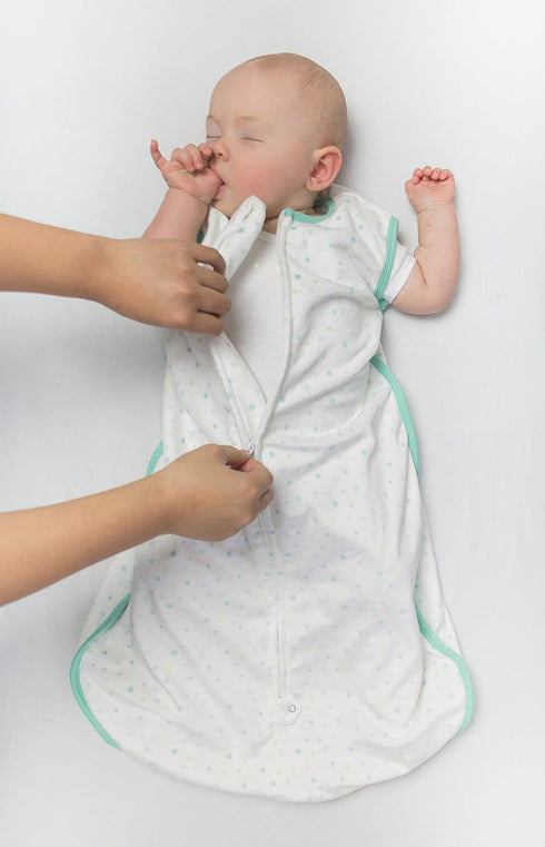 Amazing Baby Microfleece Sleeping Sack, Wearable Blanket with 2-Way Zipper, Use After Swaddle Transition, Playful Dots, Blue, Small 0-6 Month...