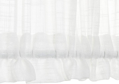 Aquazolax Front Door White Sheer Curtain Privacy Translucent Linen Textured French Door Curtain Panels Rod Pocket with Tie Back for Kitchen Door, ...