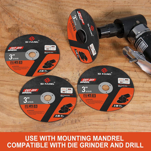 25Pcs 3 inch Cut Off Wheels with 1/4 in Mounting Mandrel Kit for Die Grinder, 3/8" Arbor Cutting Wheel with Pouch for Metal & Stainless Steel Rota...