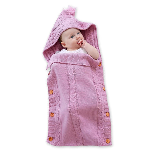 XMWEALTHY Newborn Baby Wrap Swaddle Blanket Knit Sleeping Bag Receiving Blankets Stroller Wrap for Baby(Pink) (0-6 Month)...