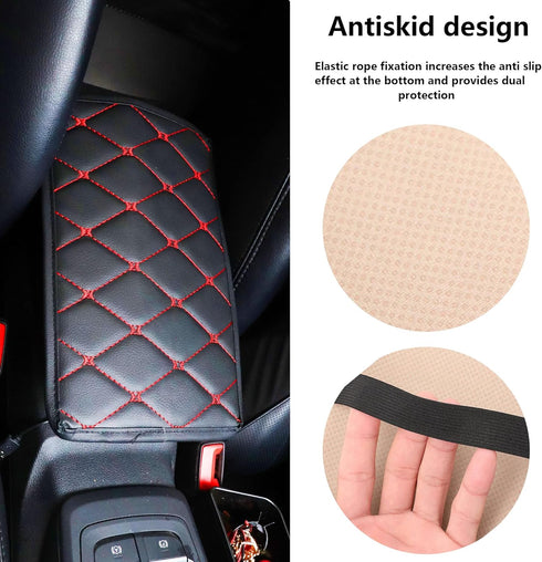 Comfortable PU Leather Car Armrest Cushion for Elbows and Forearms Pressure Relief,Fully Protected Armrest Seat Box of Cars,Trucks,SUVs,Universal ...