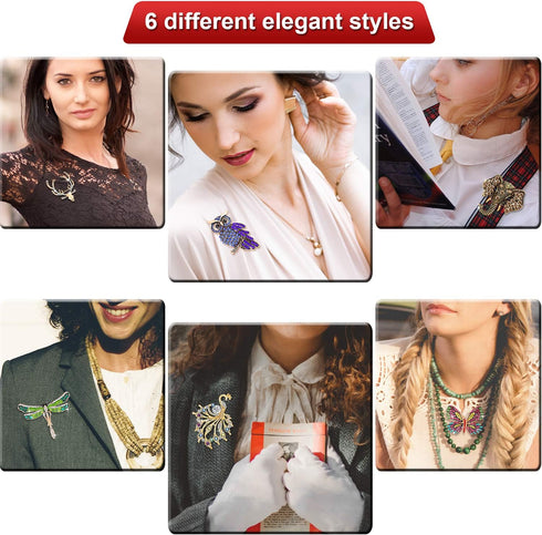 Hicarer 9 Pieces Women Brooches Pins Bulk Set Rhinestone Animal Insect Crystal Pins Butterfly Dragonfly Hummingbird Owl Peacock Brooch Pin for Wom...