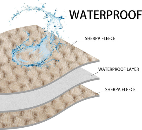 Waterproof Dog Blankets for Small Dogs, Small Cat Blanket Washable for Couch Protection, Fluffy Fleece Puppy Blanket, Light Brown, S...