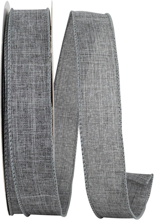 Reliant Ribbon 92573W-900-09K Everyday Linen Value Wired Edge Ribbon, 1-1/2 Inch X 50 Yards, Grey...