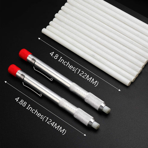 Mudder 2 Pieces Soapstone Pencil Holders Round Soapstone Marker Chalk Pencil with 12 Pieces Refills for Welding Tools and Markers Removable Markin...