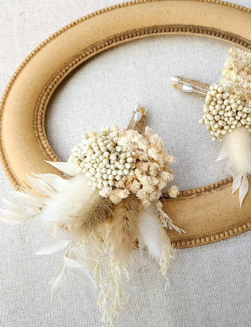 Dried Flowers Boutonnieres Set of 2 for Men Boho Fall Wedding Grooms Buttonhole Rustic Best Man Pampas Grass Dry Flower Decoration (Beige)...