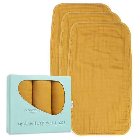 Natemia Muslin Burp Cloths for Baby Boys and Girls - Super Absorbent Baby Burp Cloths, Viscose Derived from Bamboo Cotton Baby Washcloths, 3-Pack ...