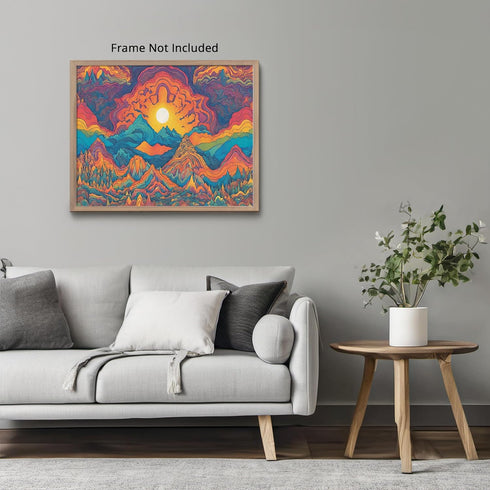 Posterizer 1 pcs- psychedelic funky hippie colorful landscap 6-Abstract & Modern Art-Fantasy & Fiction Art- Living Room Bedroom Decor- unframed wa...