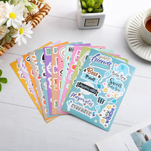 60 Sheets Family Friend Theme Scrapbooking Sticker Decals Waterproof Vinyl Scrapbook Stickers Set Scrapbook Supplies Photo Album Decor for Planner...