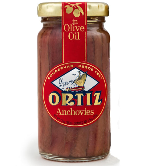 Ortiz Anchovies in Extra Virgin Olive Oil, Firm Buttery Fillets with a Rich Umami Taste, Wild Caught in Spain, Great for Pizza, Pasta and Caeser S...