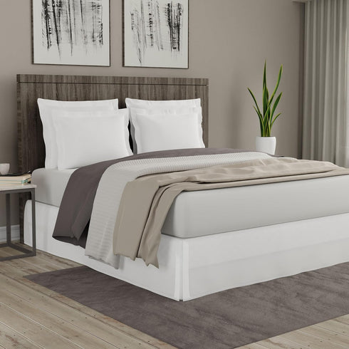 TodaysHome - TOH25014WHIT03 Microfiber Classic Tailored Styling Bed Skirt Dust Ruffle, Queen, White...